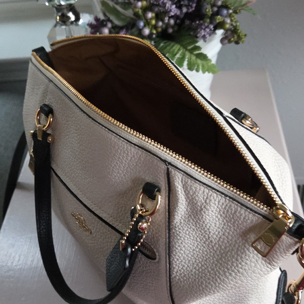 COACH Chalk & Black Prairie Leather Crossbody Bag - Picture 13 of 14